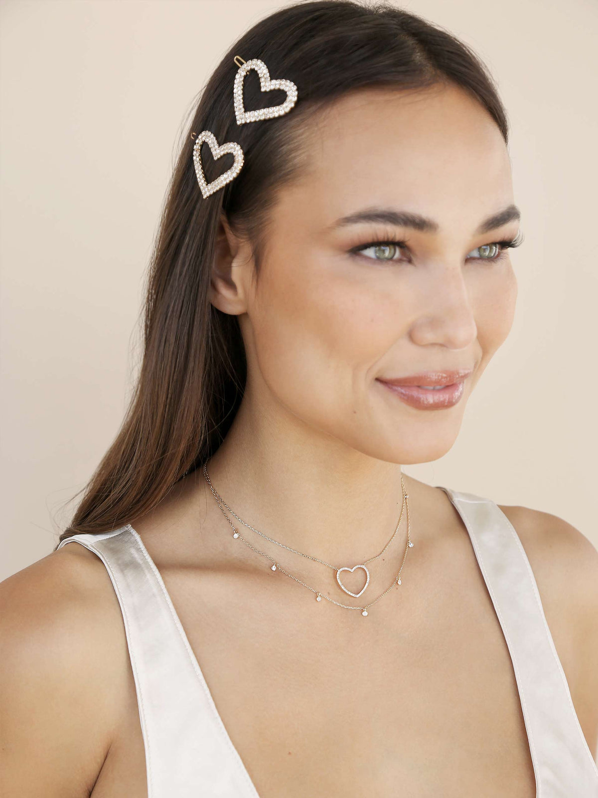 Crystal Heart Drop Necklace Set - 18k Gold Plated | Ettika