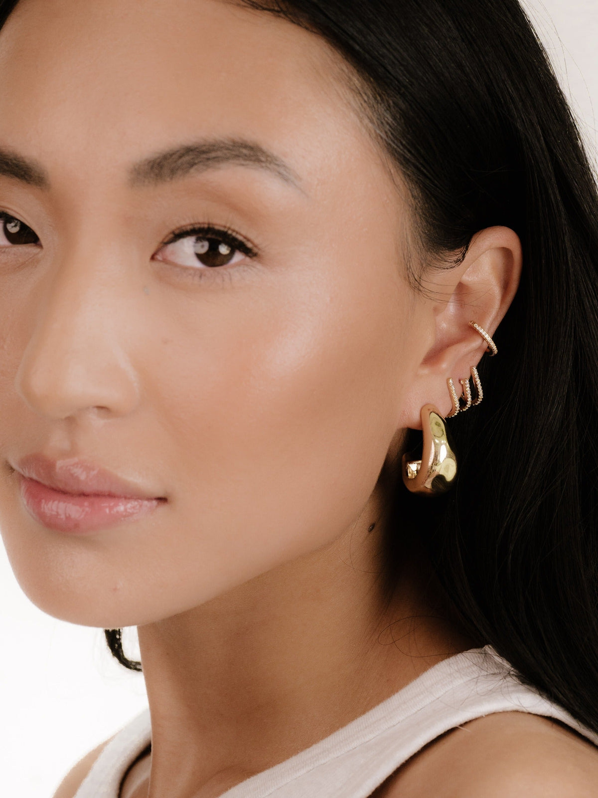 Mini Sparkler Crystal Ear Cuff - Clear Crystal with 18k Gold Plating | Ettika