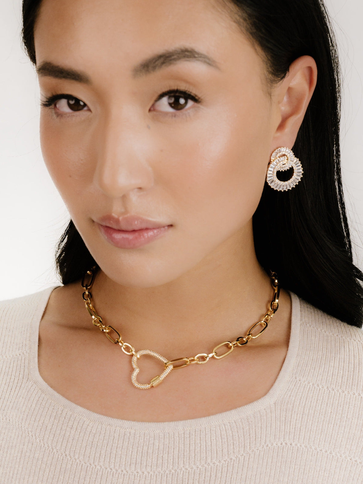 Rotating Circles Crystal Earrings - Clear Crystal with 18k Gold Plating | Ettika