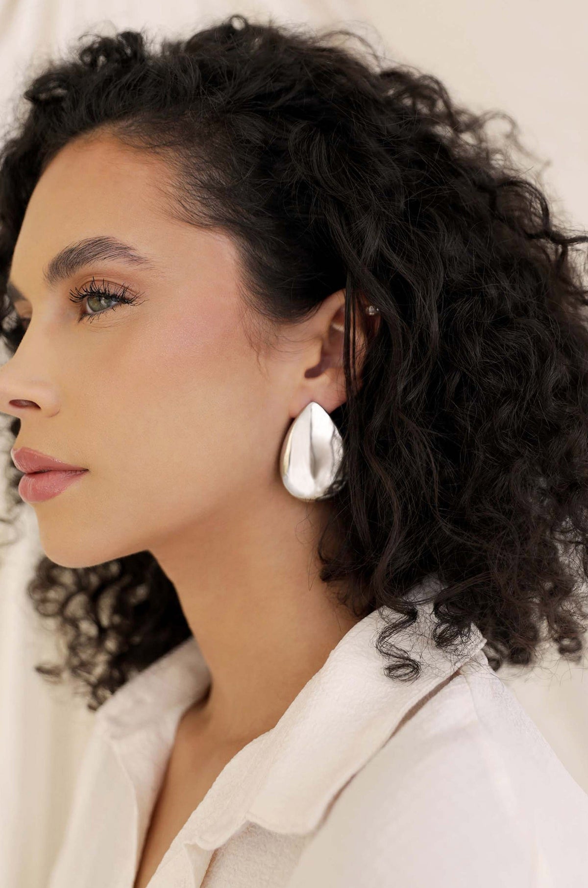 Statement Tear Drop Earrings - Rhodium Plated | Ettika