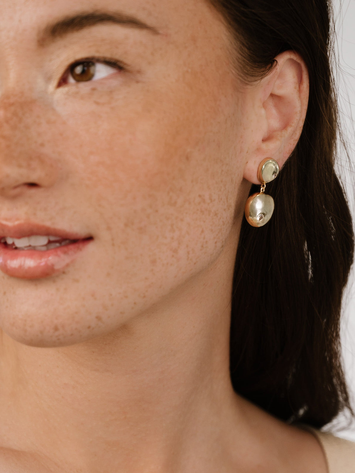 Polished Double Pebble Drop Earrings - 18k Gold Plated | Ettika