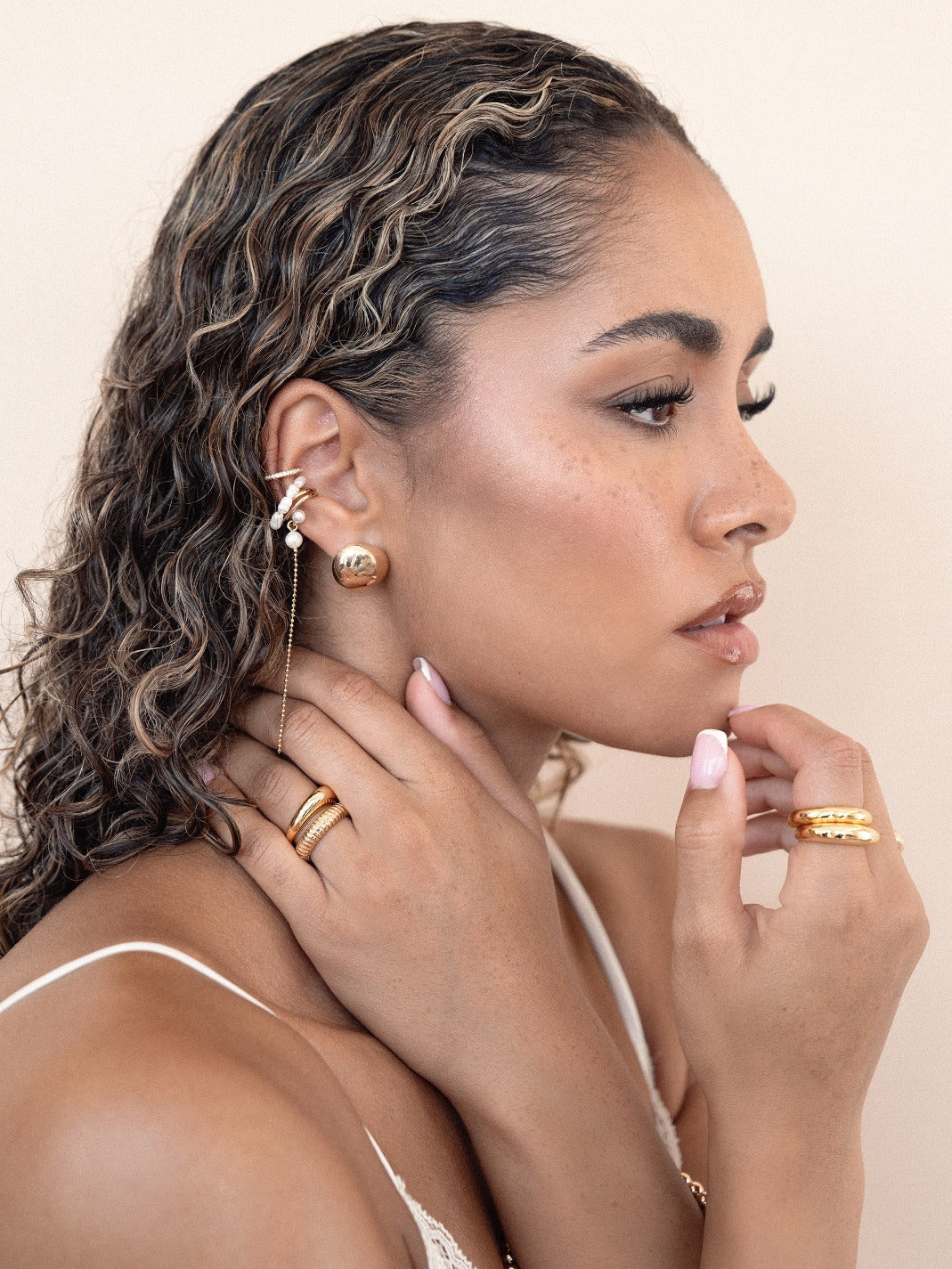 Pearl Drama Ear Cuff Set - Pearl with 18k Gold Plating | Ettika