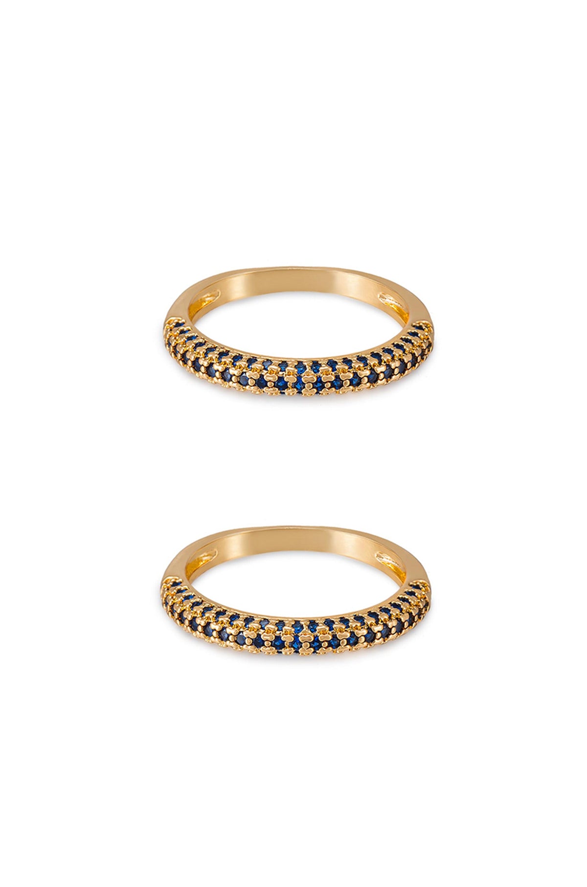 Simple Sparkle Band Ring Set - Black Crystal with 18k Gold Plating | Ettika
