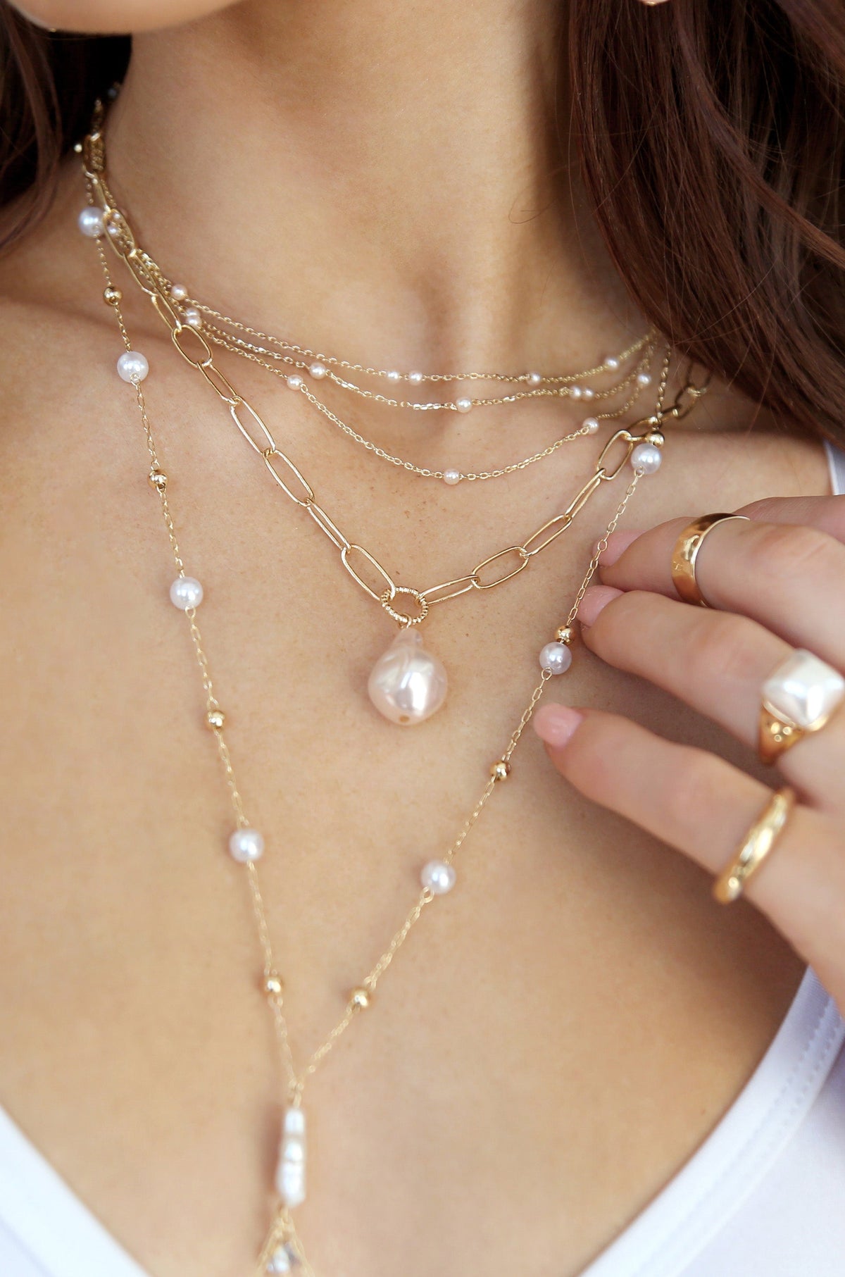 Single Pearl Chain Necklace - Pearl with Silver Plating | Ettika