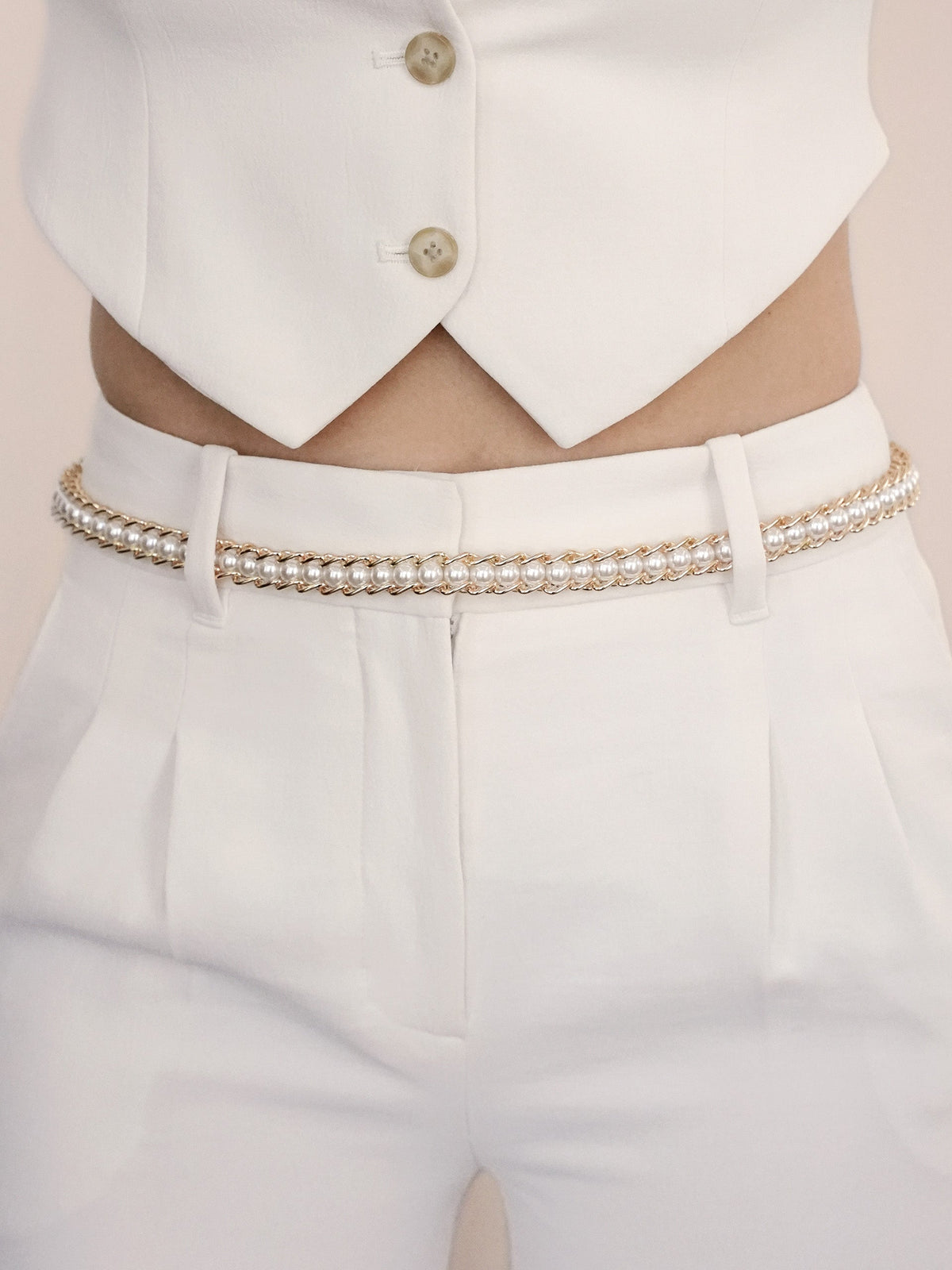Pearl Row Waist Chain - Gold Tone | Ettika