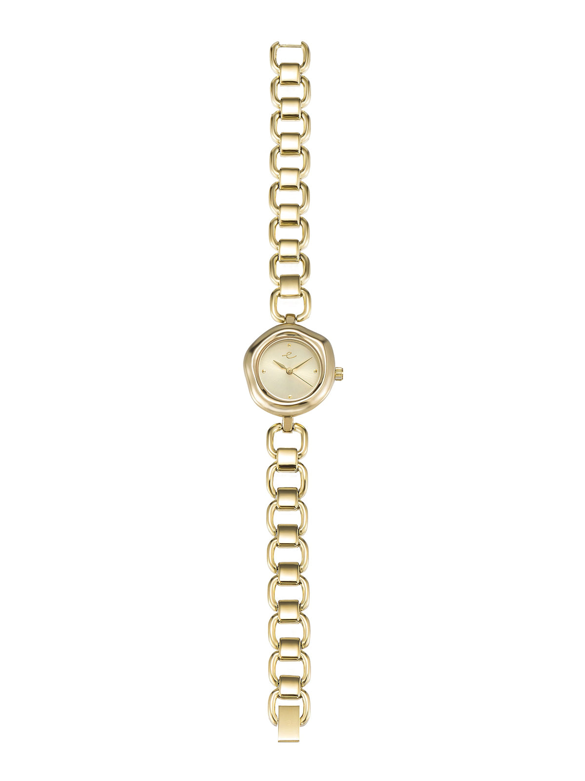 Open Circle Bracelet Watch in Gold - Brushed Gold Dial with Gold | Ettika