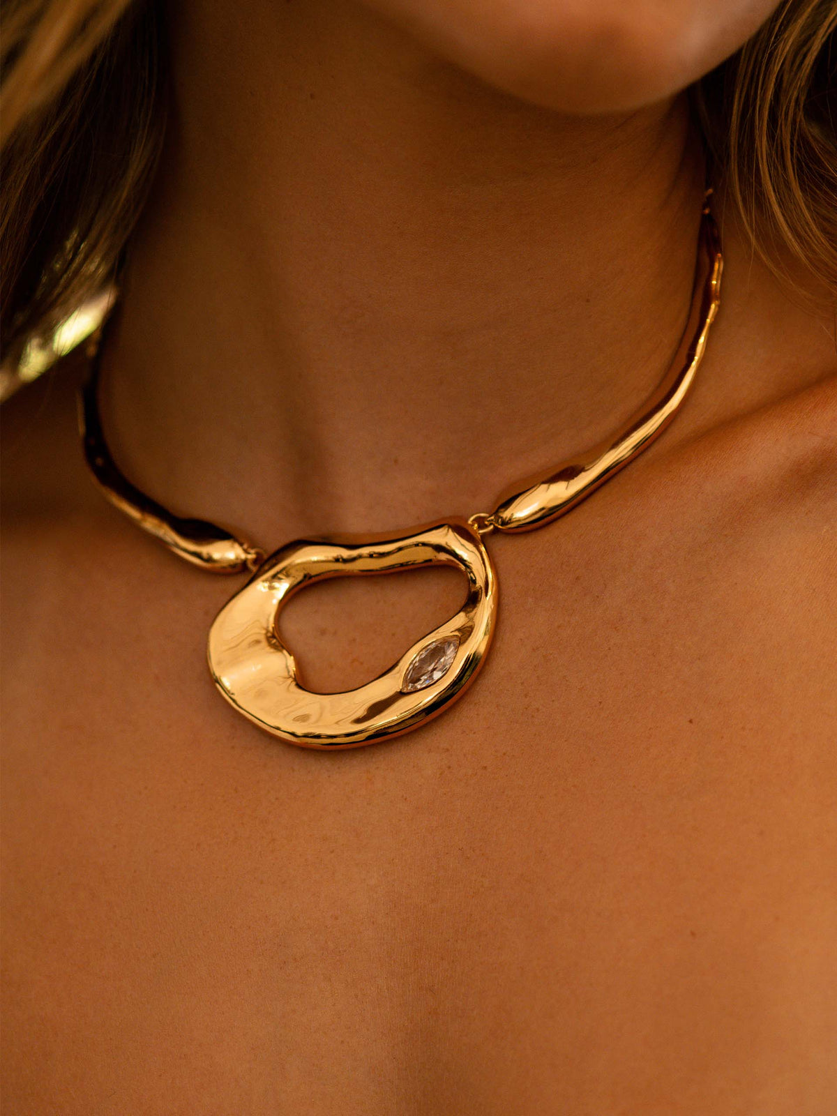 Molten Marquise Necklace - Clear Crystal with 18k Gold Plating | Ettika