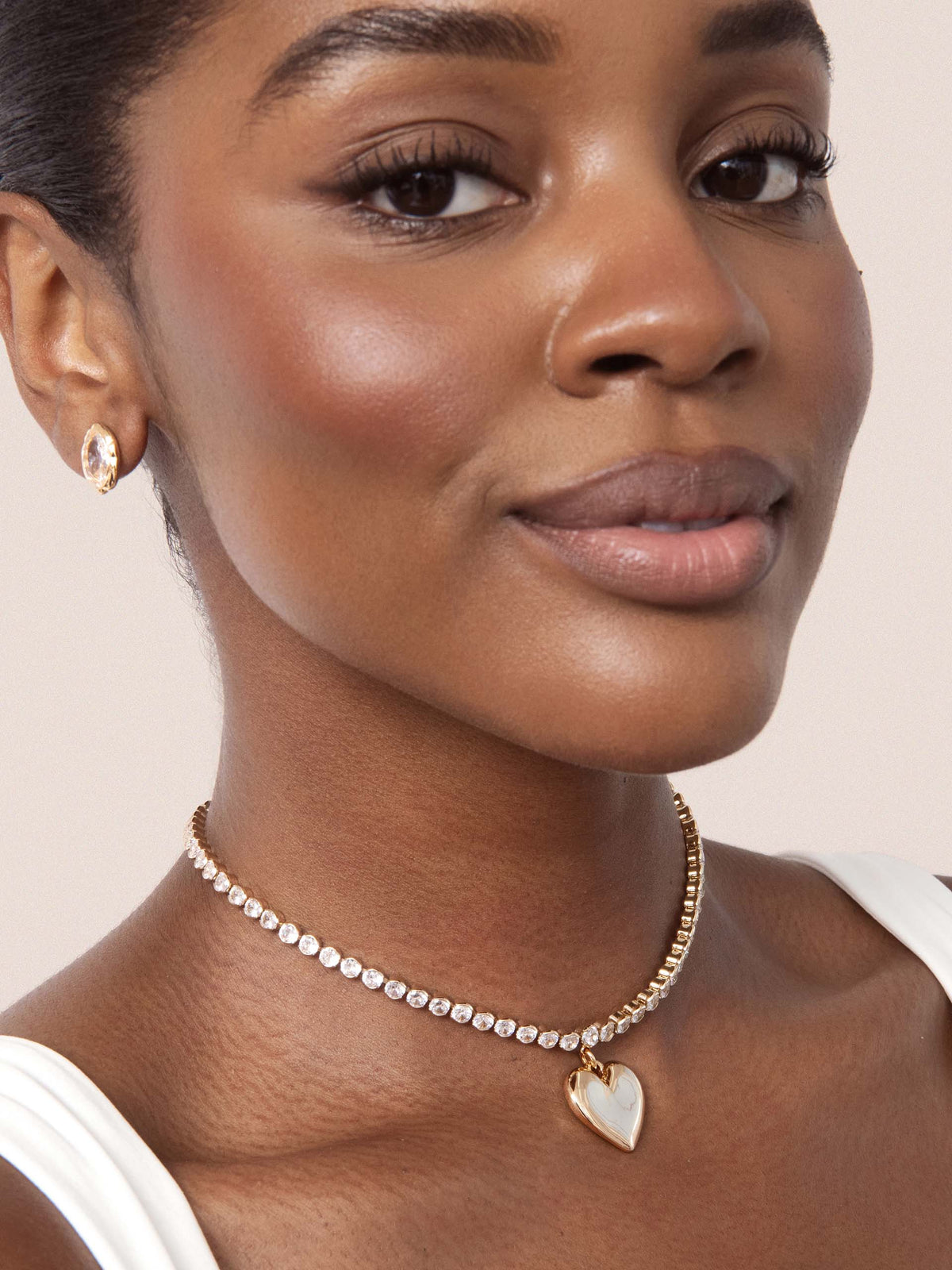 Luminous Love Tennis Necklace - Clear Crystal with 18k Gold Plating | Ettika