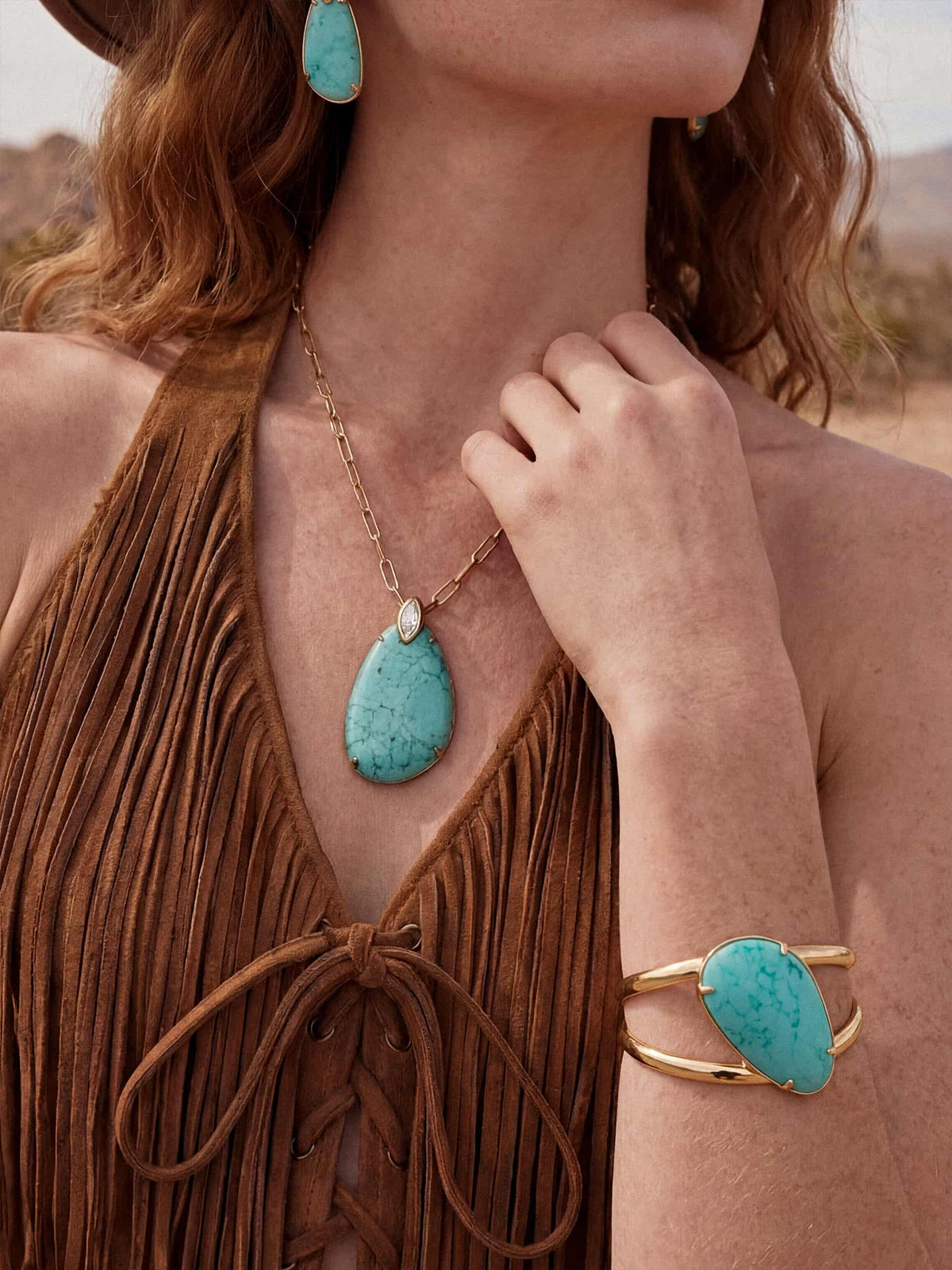 Majestic Stone Pendant Necklace - Turquoise with 18k Gold Plating | Ettika