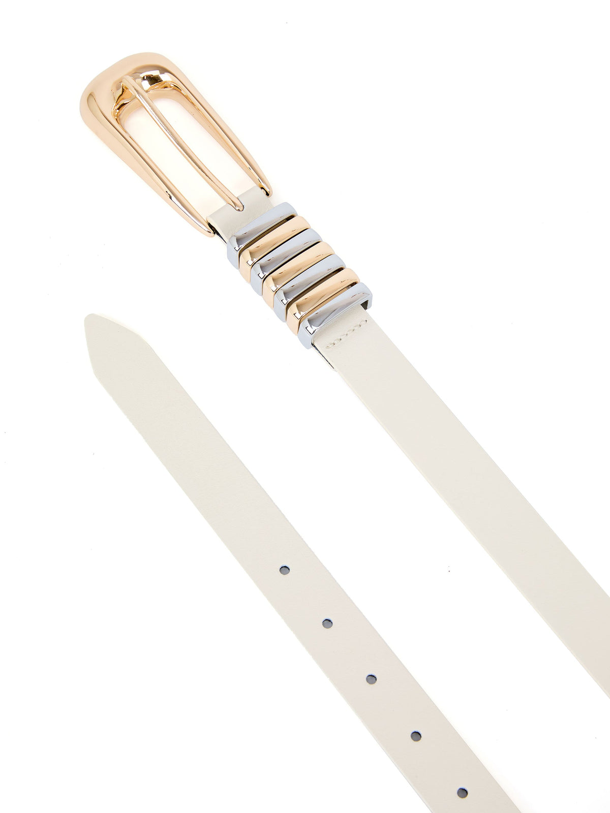 Metal Core Belt in Vanilla Nappa Leather - Vanilla Leather with Mixed Metal Hardware | Ettika