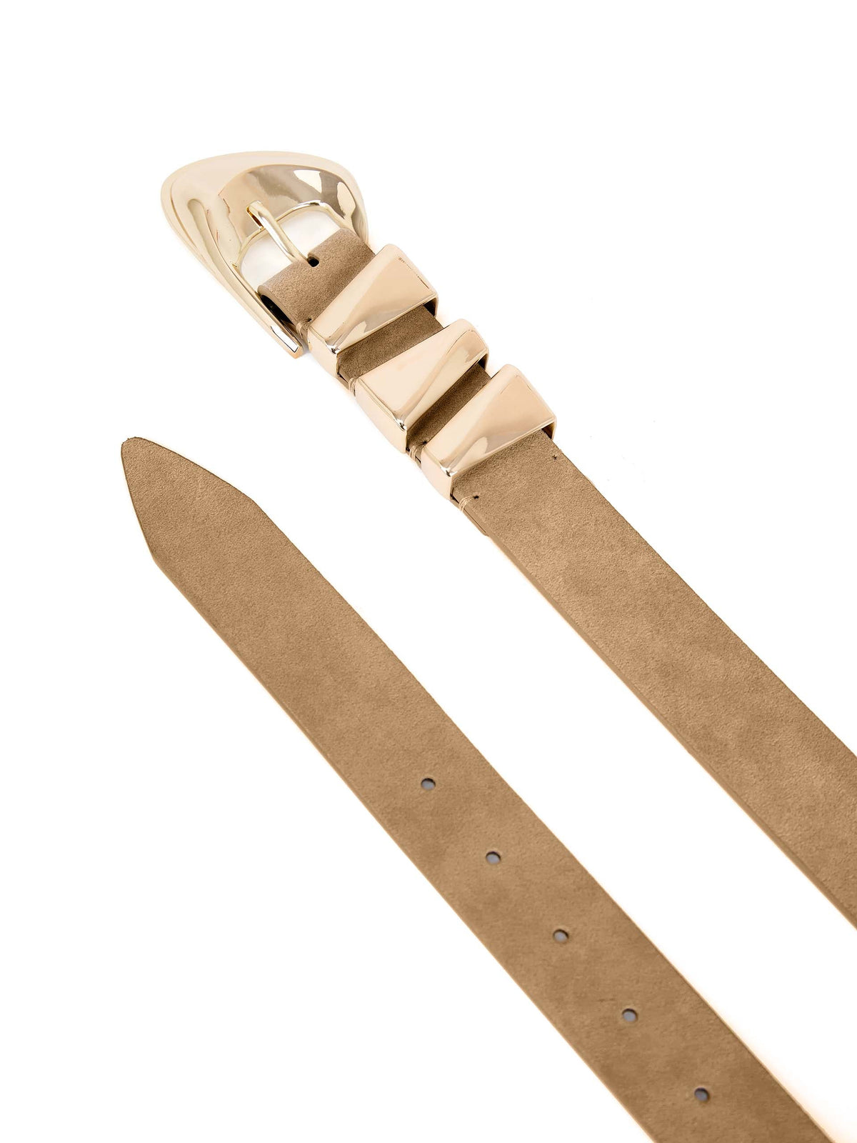 Modern Western Belt in Shiitake Suede - Shiitake Suede with Gold Hardware | Ettika