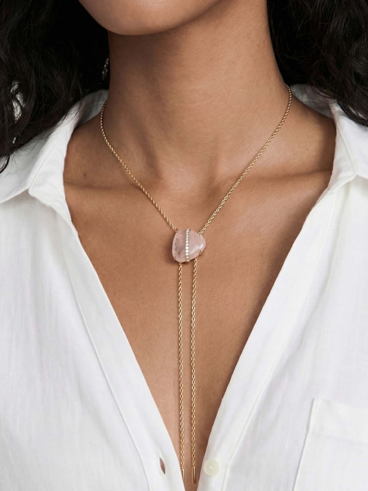 Rose Solstice Bolo Necklace - Rose with 18k Gold Plating | Ettika