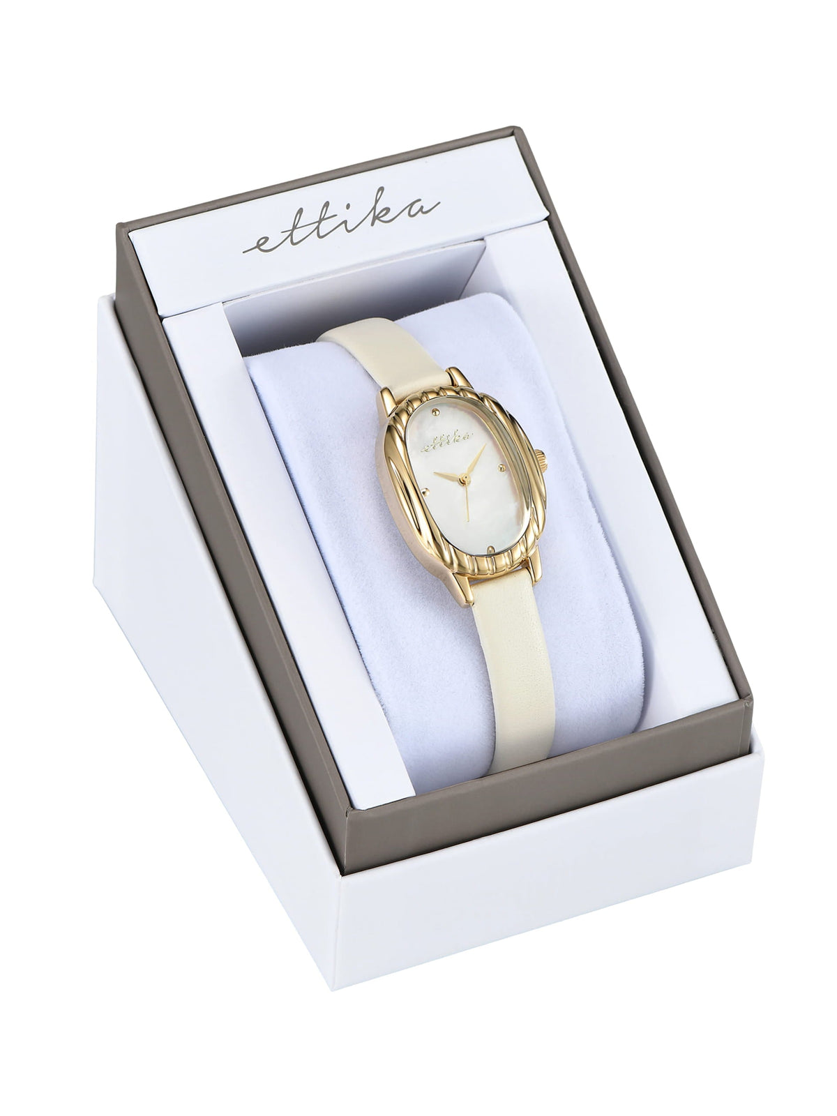 Timeless Texture Bone Leather Watch - Mother of Pearl Dial with Bone Leather and Gold | Ettika