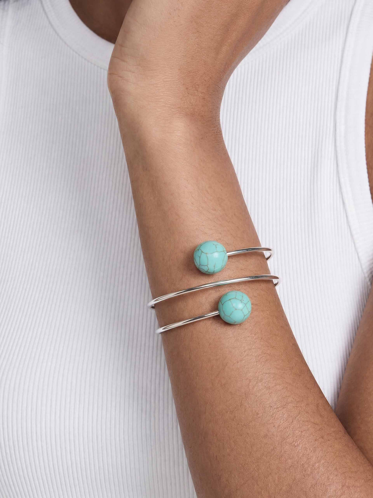 Summer Escape Turquoise Cuff - Turquoise with Silver Plating | Ettika