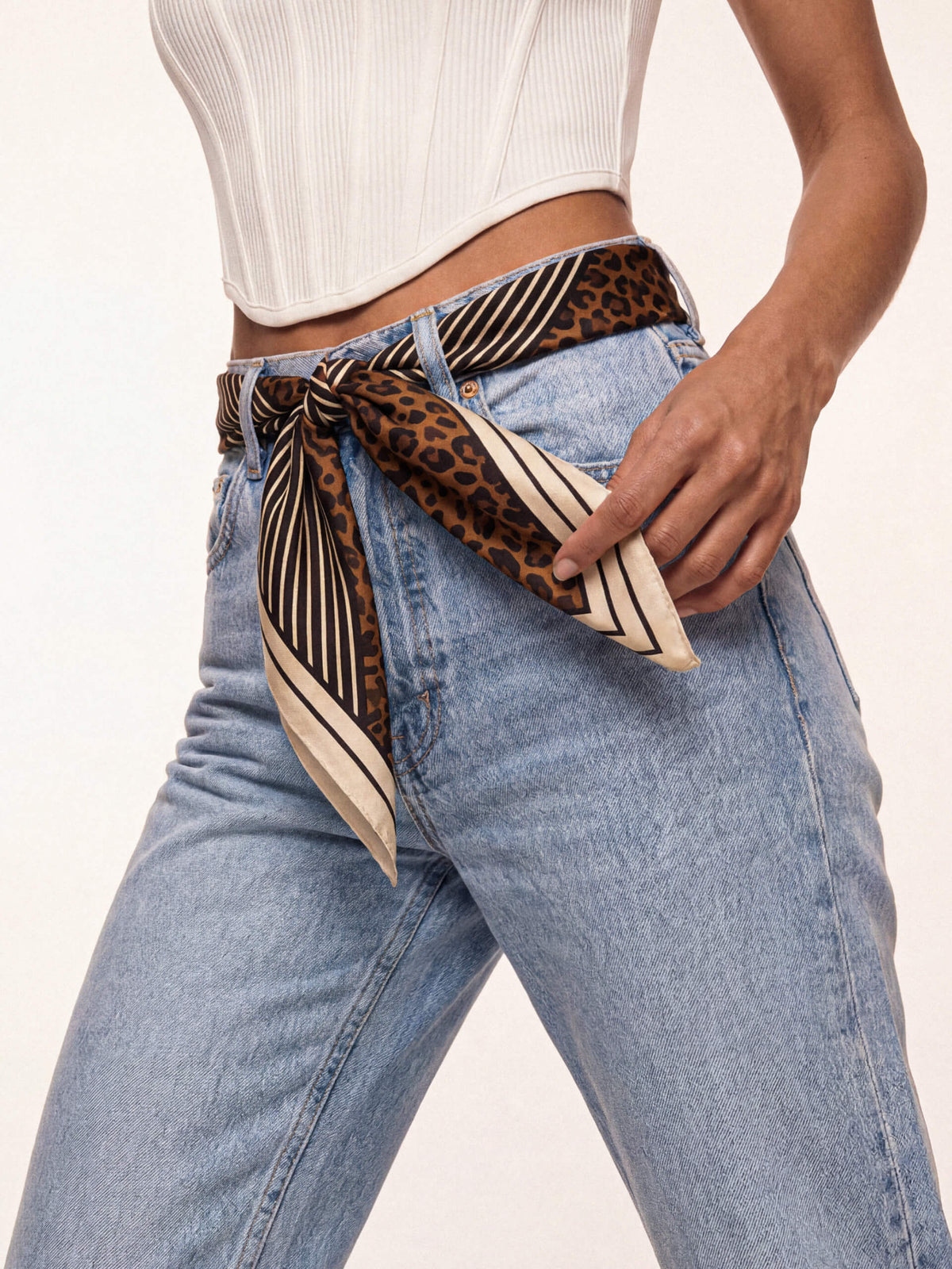 Leopard Stripe Scarf - Brown | Ettika