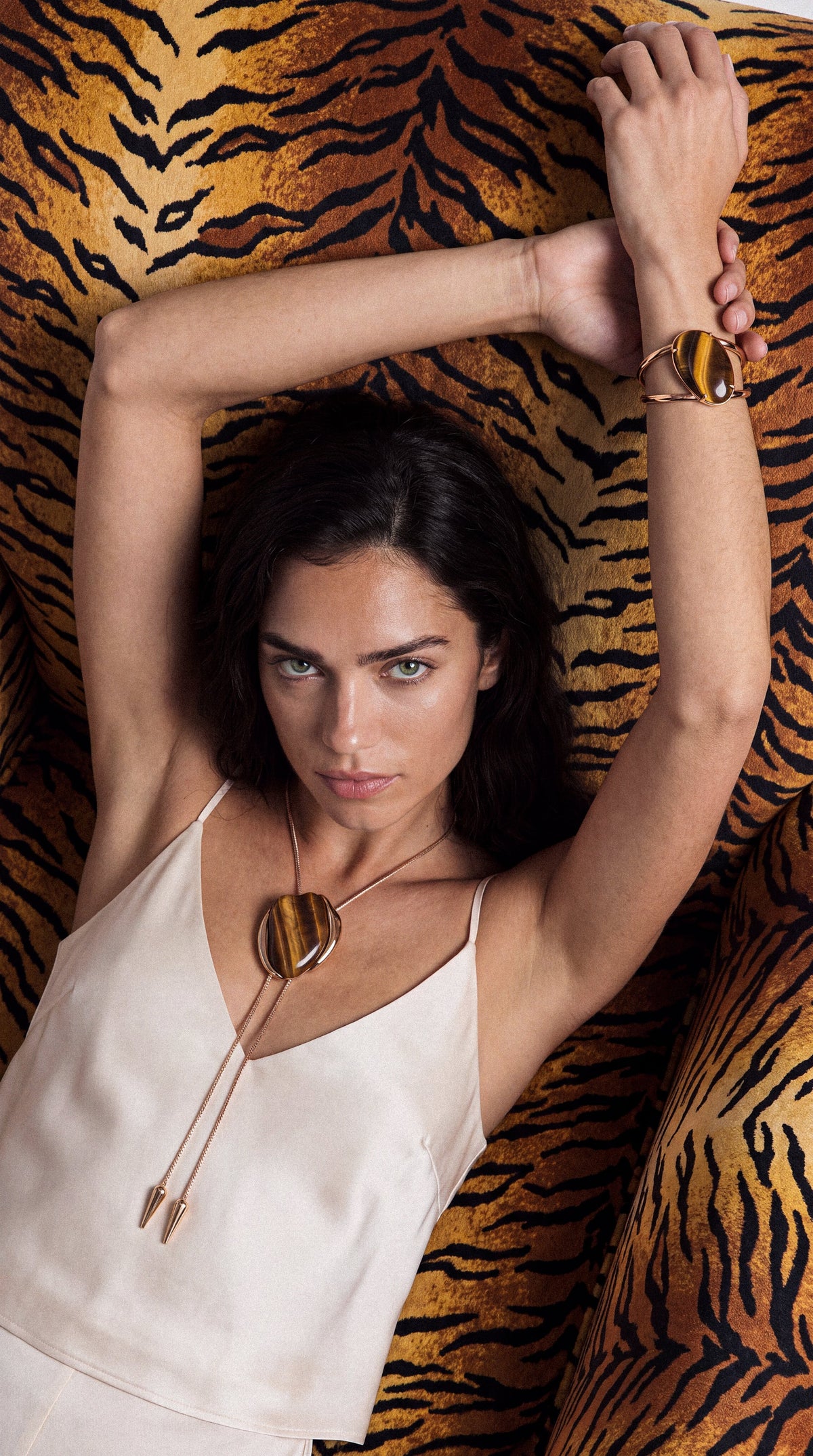 Tiger's Eye Statement Bolo Necklace - Tigers Eye with 18k Gold Plating | Ettika
