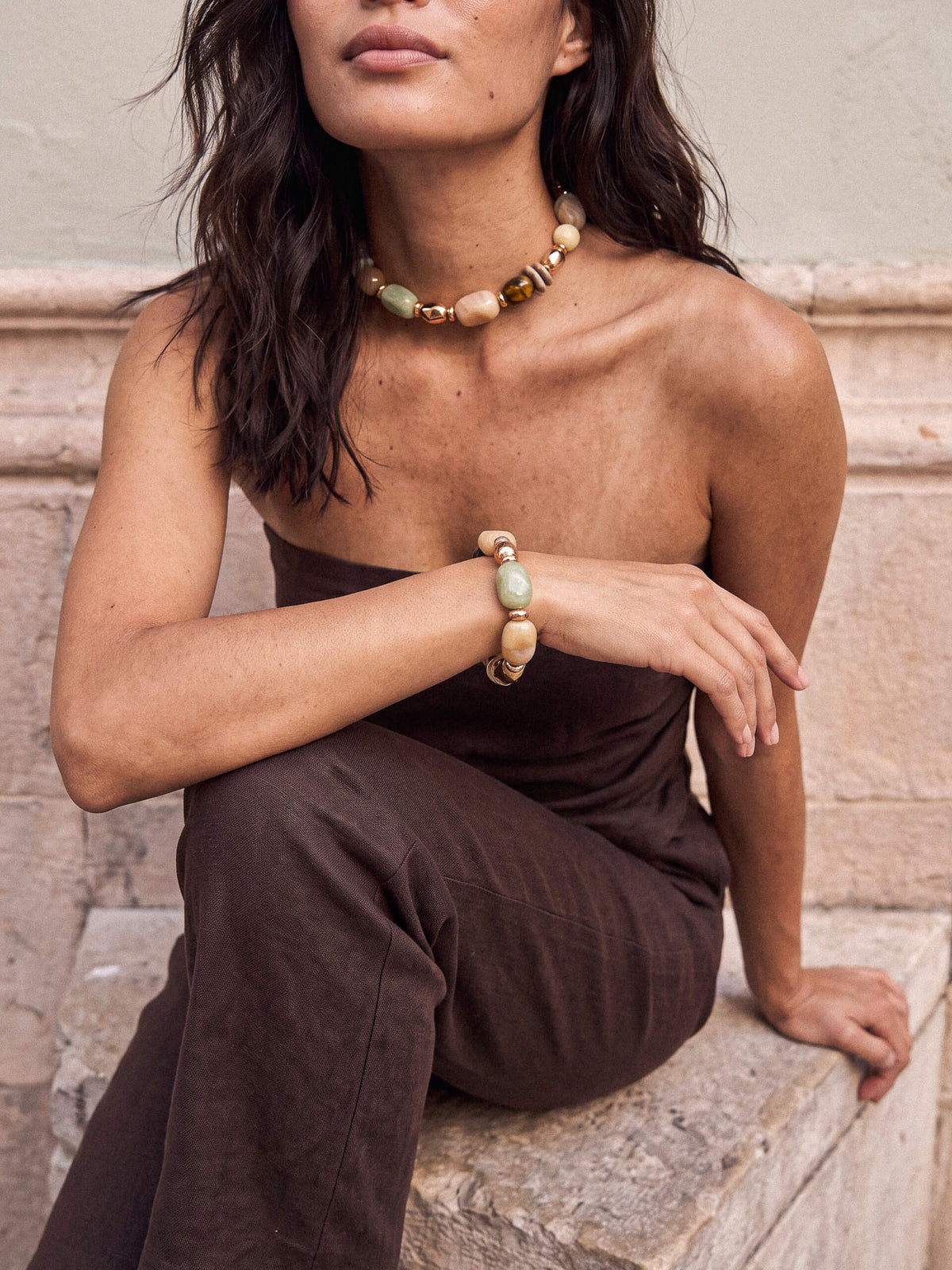 Serene Stone Necklace - Tigers Eye with 18k Gold Plating | Ettika