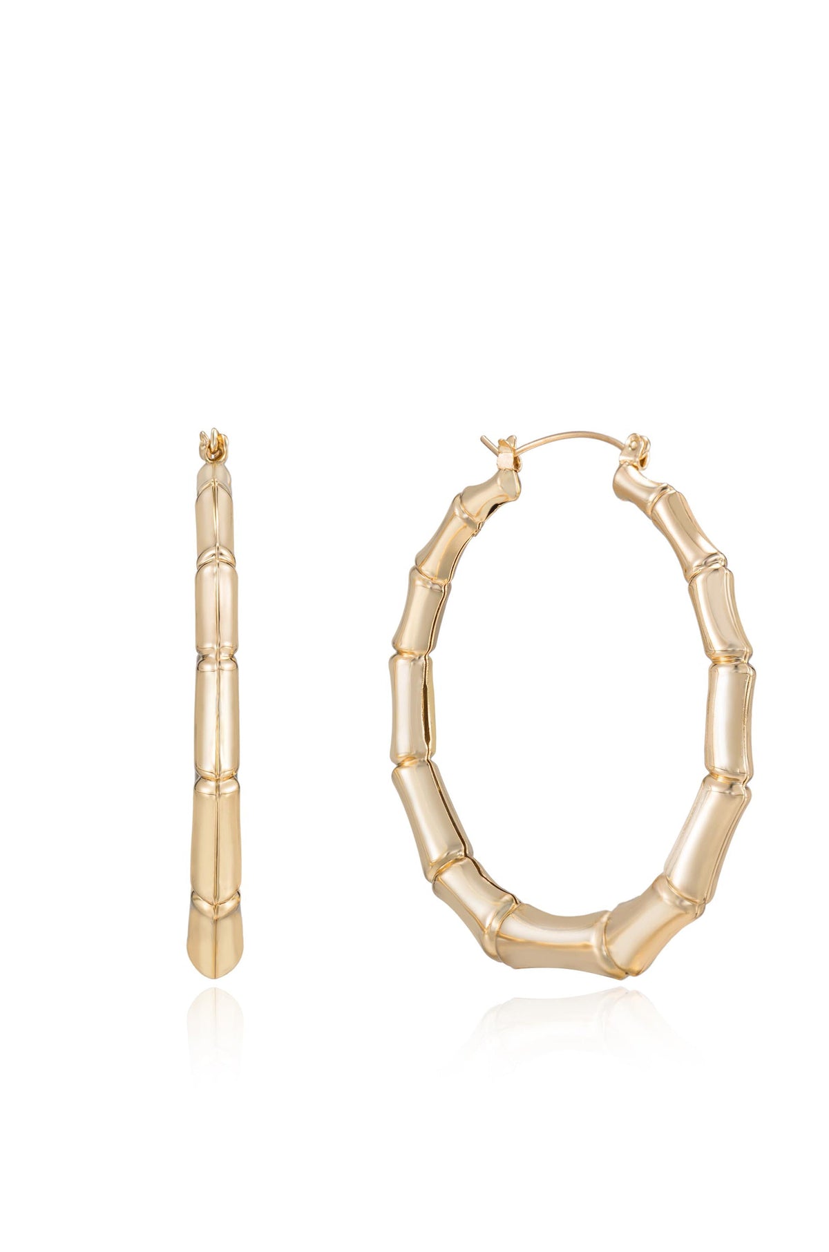 Ettika Jewelry | Bamboo 18kt Gold Plated Hoop Earrings - 18k Gold Plated | Ettika