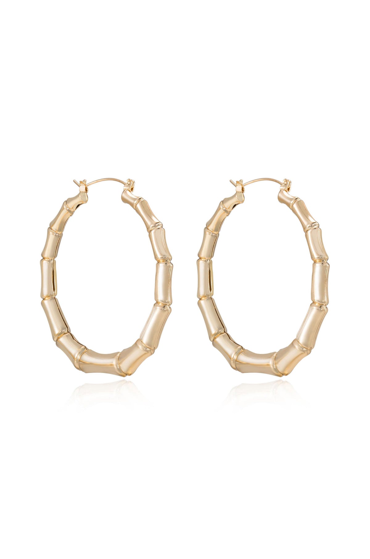 Ettika Jewelry | Bamboo 18kt Gold Plated Hoop Earrings - 18k Gold Plated | Ettika