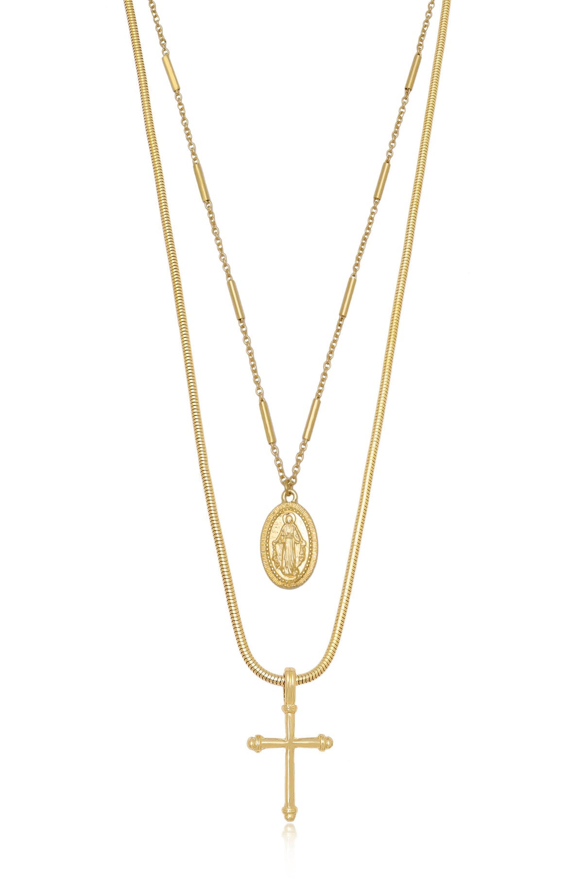 Like a Prayer Layered Cross and Coin Necklace - 18k Gold Plated | Ettika