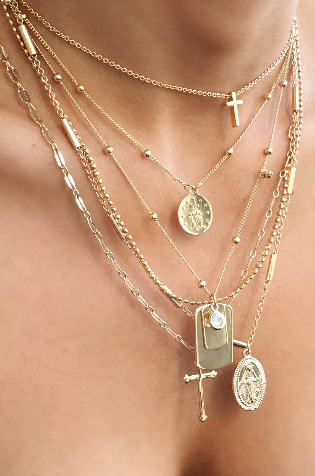 Like a Prayer Layered Cross and Coin Necklace - 18k Gold Plated | Ettika