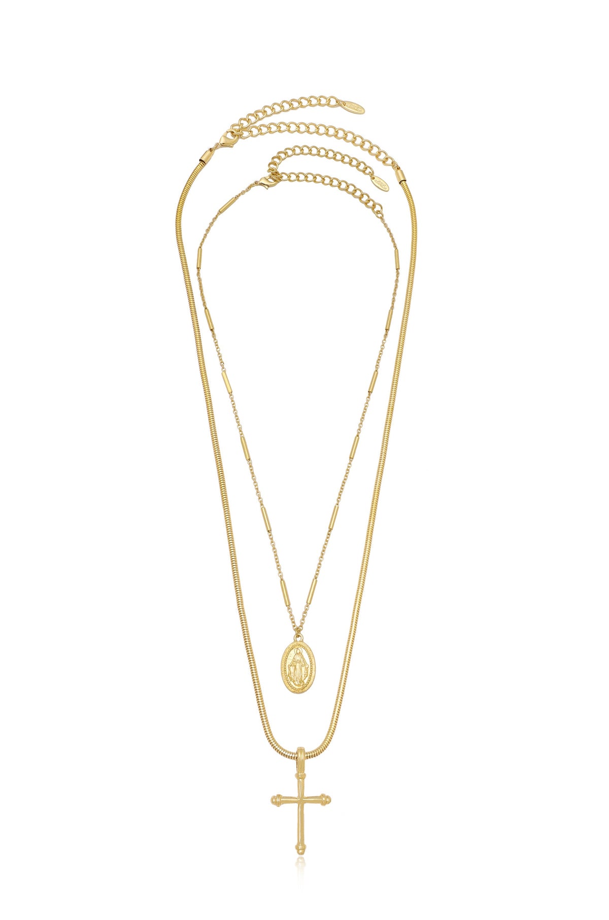 Like a Prayer Layered Cross and Coin Necklace - 18k Gold Plated | Ettika