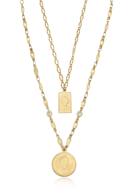 Medallions of Mine Layered Coin Necklace Set | Layered Coin Necklace Set - 18k Gold Plated | Ettika