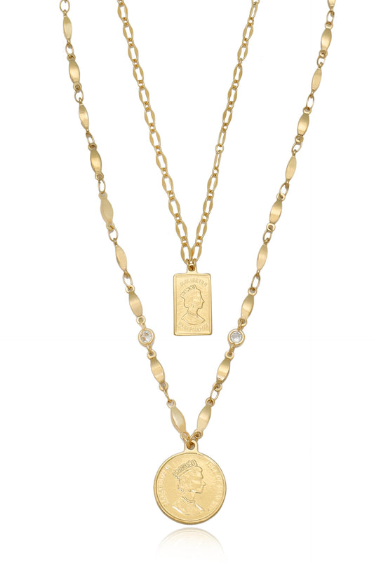 Medallions of Mine Layered Coin Necklace Set | Layered Coin Necklace Set - 18k Gold Plated | Ettika