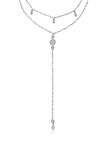 Carmine Layered Crystal Lariat Necklace - 18k Gold Plated | Ettika