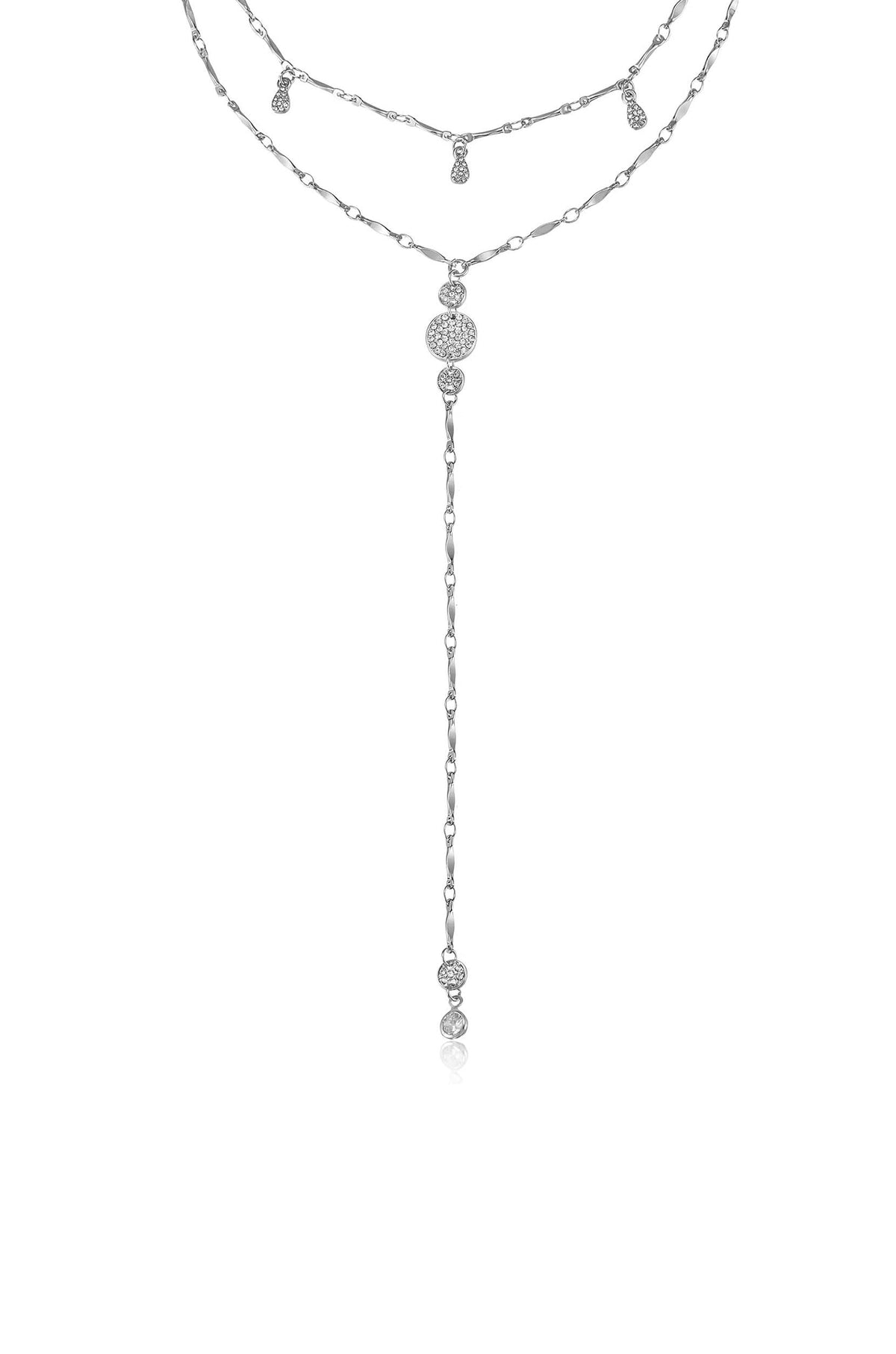 Carmine Layered Crystal Lariat Necklace - 18k Gold Plated | Ettika