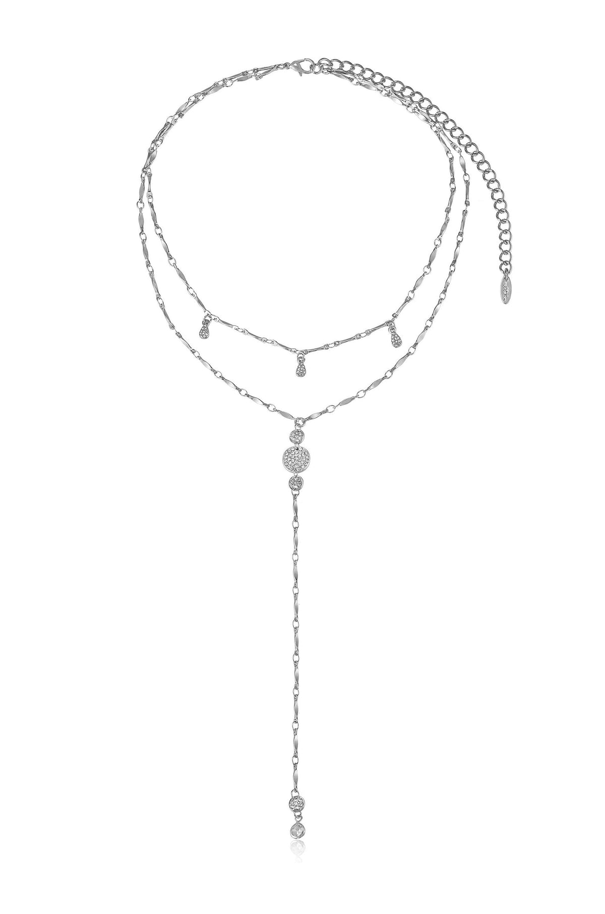 Carmine Layered Crystal Lariat Necklace - 18k Gold Plated | Ettika