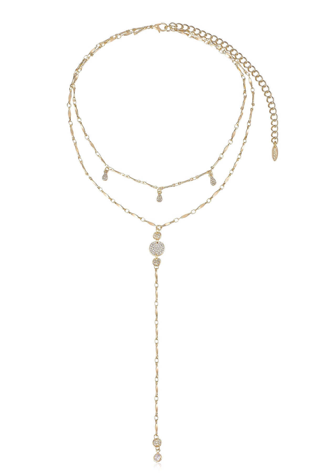Carmine Layered Crystal Lariat Necklace - 18k Gold Plated | Ettika