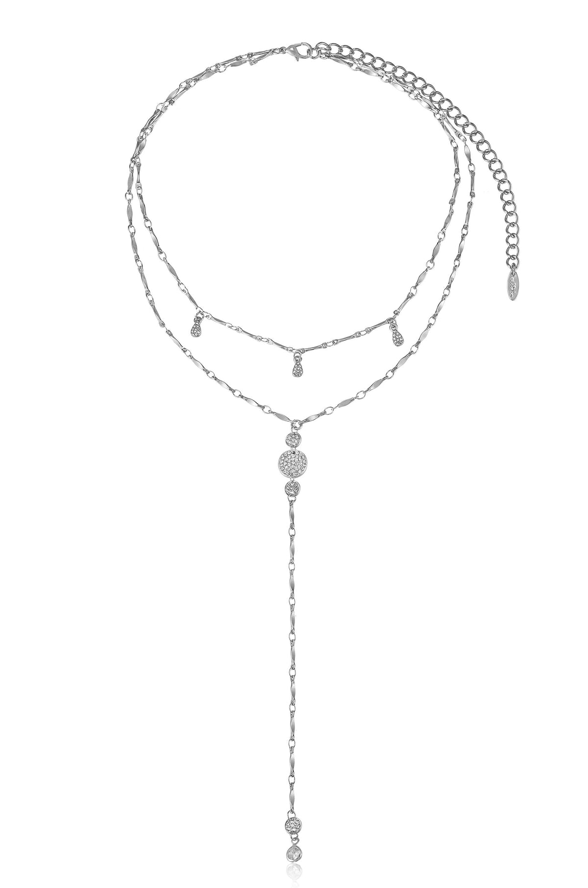 Carmine Layered Crystal Lariat Necklace - 18k Gold Plated | Ettika