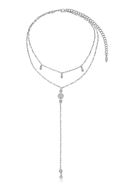 Carmine Layered Crystal Lariat Necklace - 18k Gold Plated | Ettika