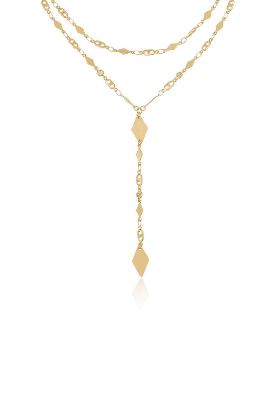 Augustine Layered Lariat Necklace - 18k Gold Plated | Ettika