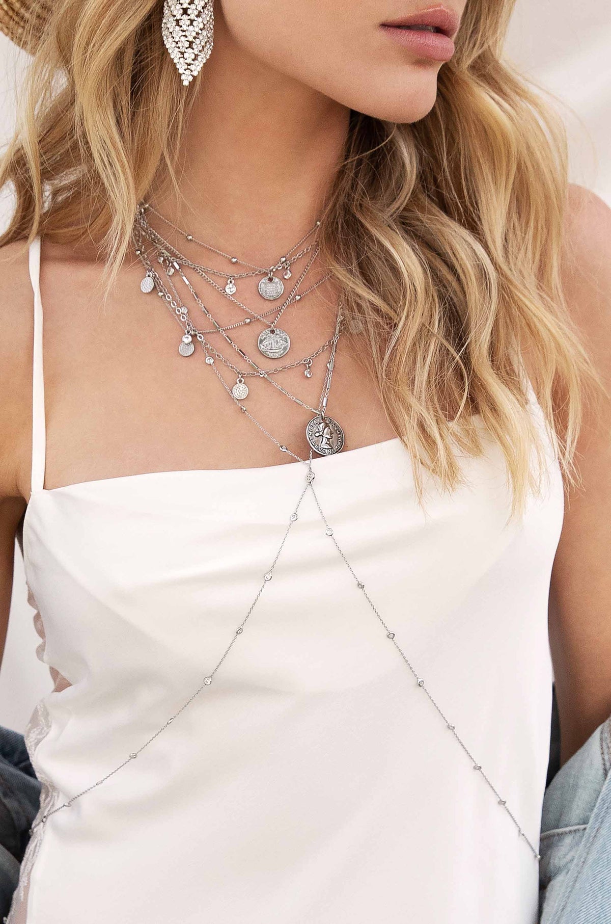 Crystal Detailed Triple Layer Necklace - 18k Gold Plated | Ettika