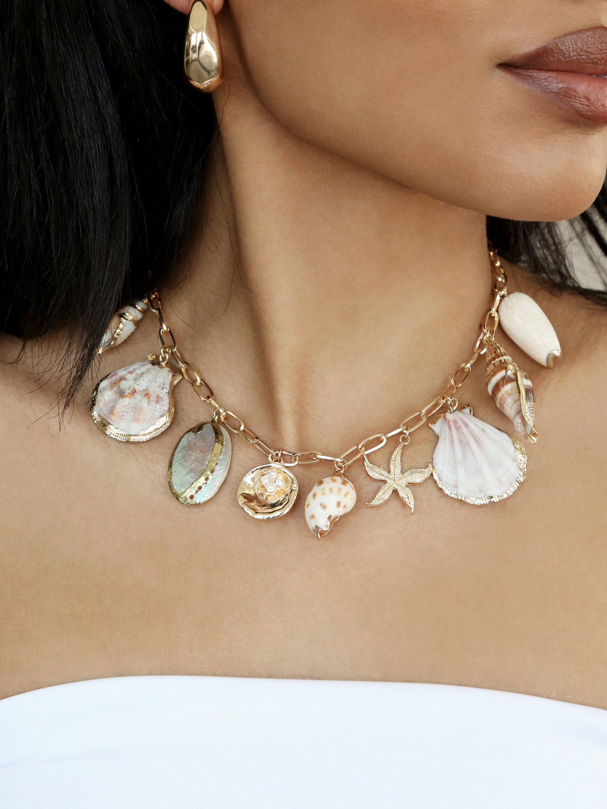 Private Island Assorted Shell Necklace - Shell with 18k Gold Plating | Ettika