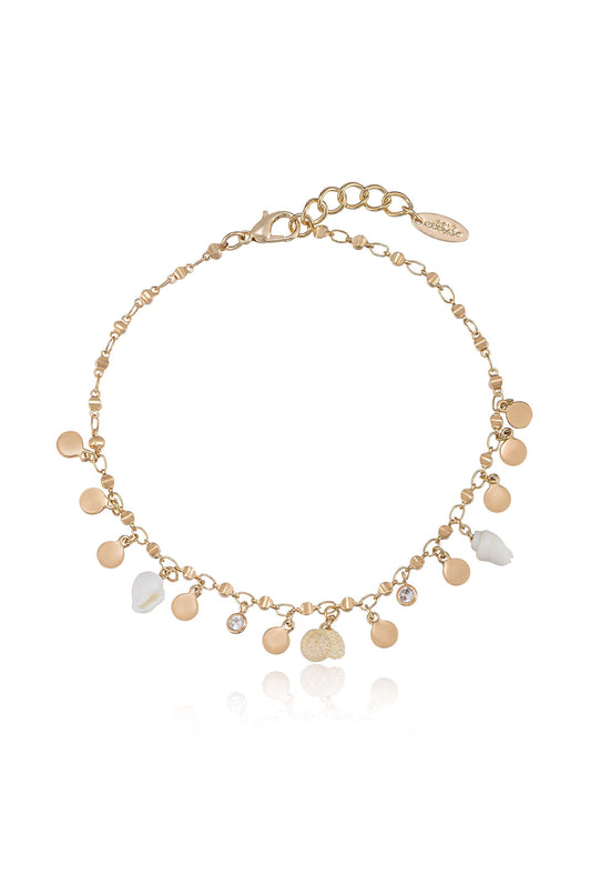 Let's Go Coastal Anklet - Shell with 18k Gold Plating | Ettika