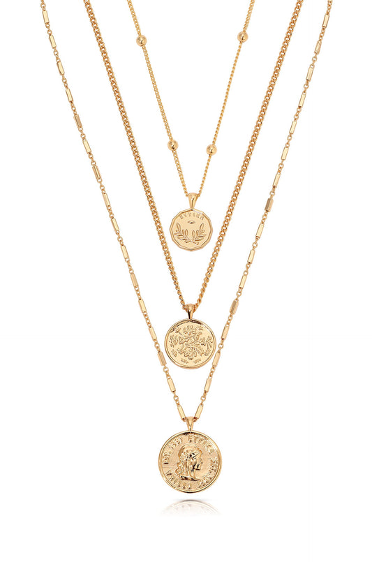 Three Coins Necklace Set - 18k Gold Plated | Ettika
