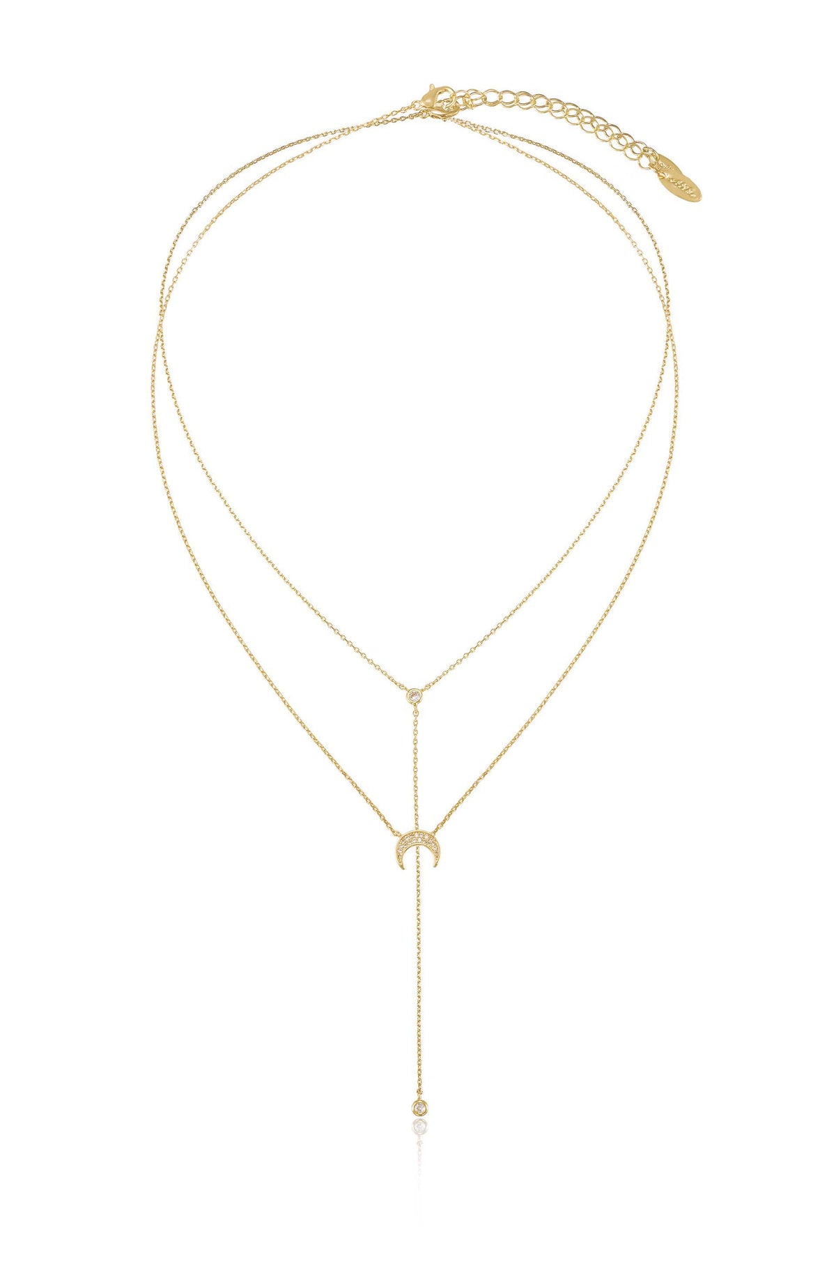 Dainty Layered Crescent Moon Necklace Set - Clear Crystals | Ettika