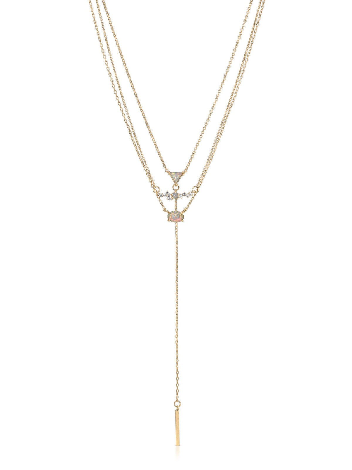 Layered Opal Lariat Necklace Set of 3 - Opal with 18k Gold Plating | Ettika