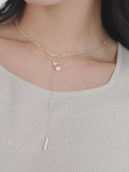 Layered Opal Lariat Necklace Set of 3 - Opal with 18k Gold Plating | Ettika