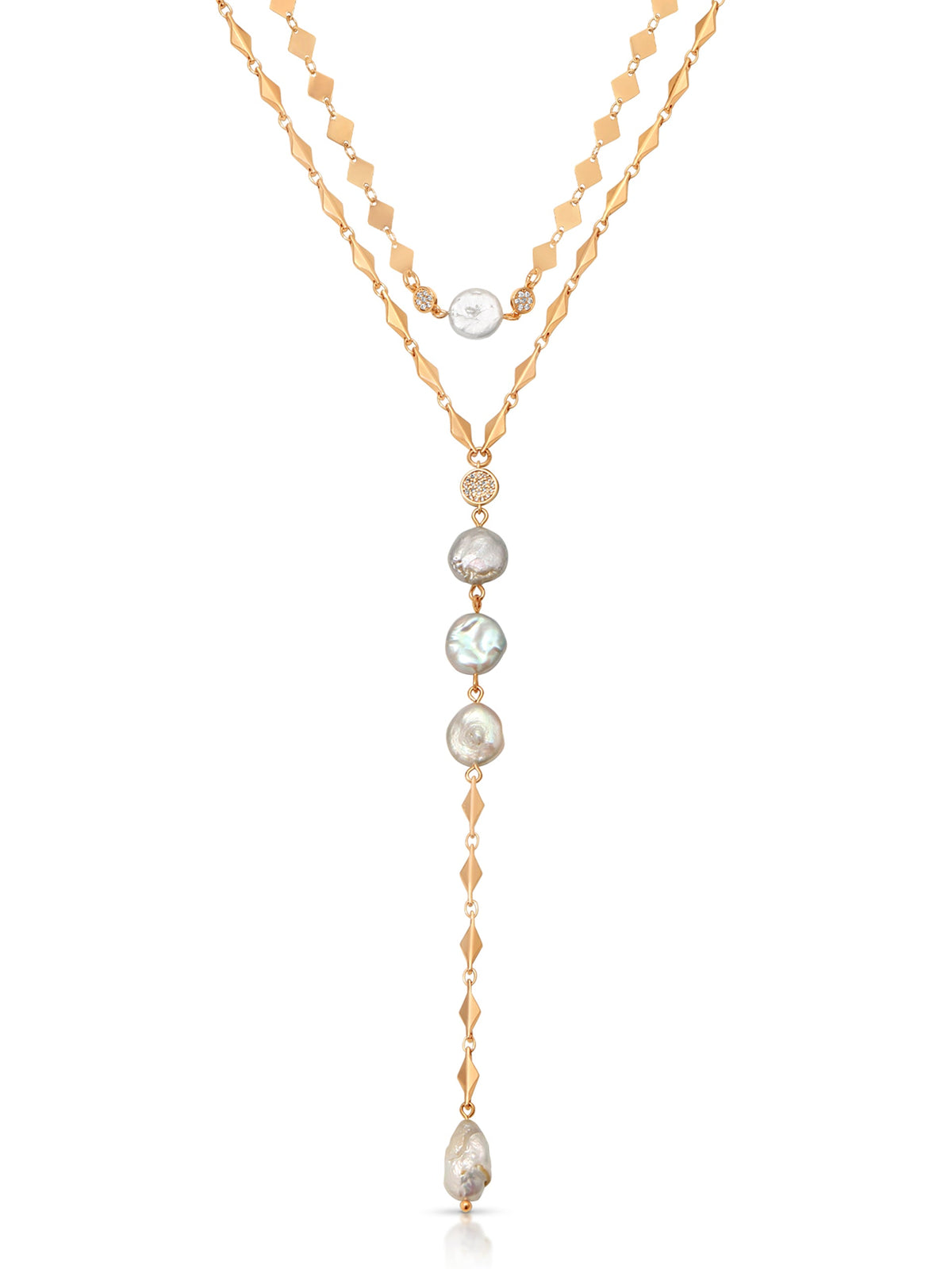 Dreamin' Freshwater Pearl Lariat Set - Pearl with 18k Gold Plating | Ettika