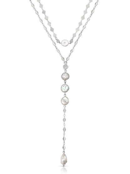 Dreamin' Freshwater Pearl Lariat Set - Pearl with 18k Gold Plating | Ettika