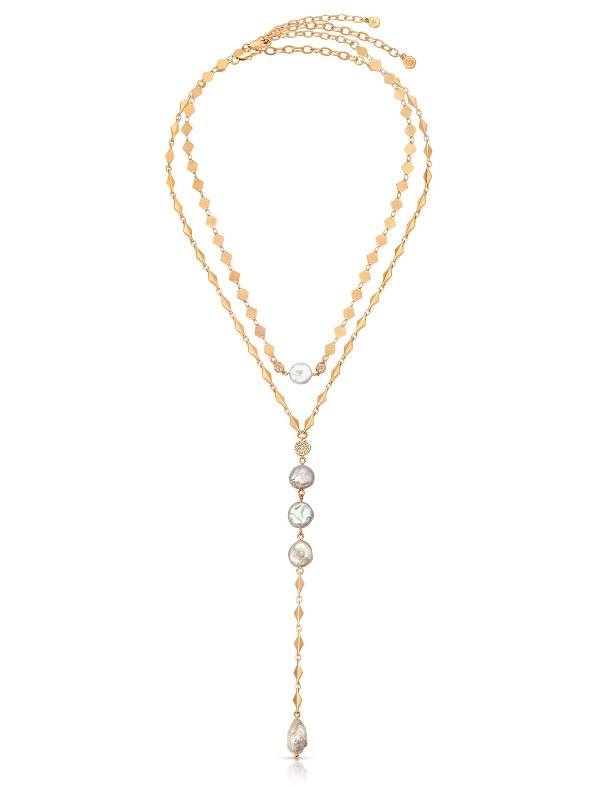 Dreamin' Freshwater Pearl Lariat Set - Pearl with 18k Gold Plating | Ettika