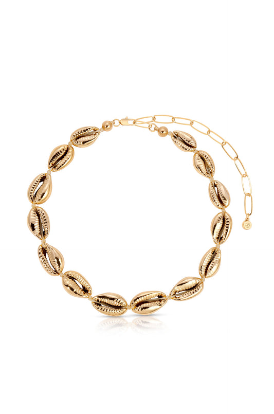 Ettika Jewelry | 18kt Gold Plated Cowrie Shell Necklace - Shell with 18k Gold Plating | Ettika