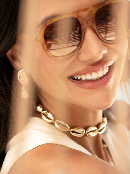Ettika Jewelry | 18kt Gold Plated Cowrie Shell Necklace - Shell with 18k Gold Plating | Ettika
