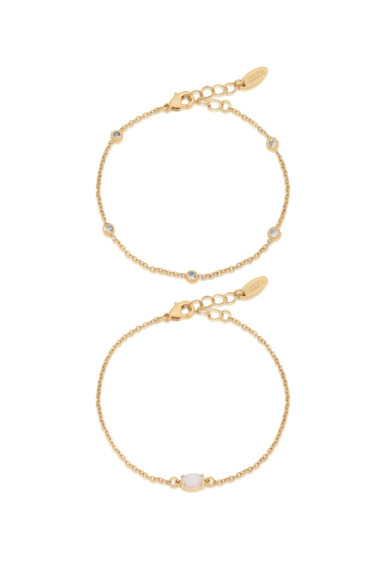 Dainty Bracelet Set with Extender - Opal with 18k Gold Plating | Ettika