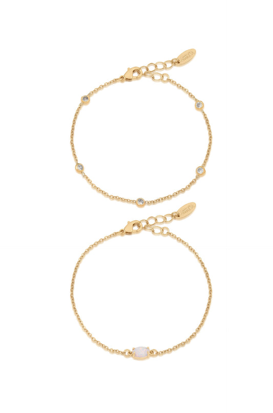 Dainty Bracelet Set with Extender - Opal with 18k Gold Plating | Ettika