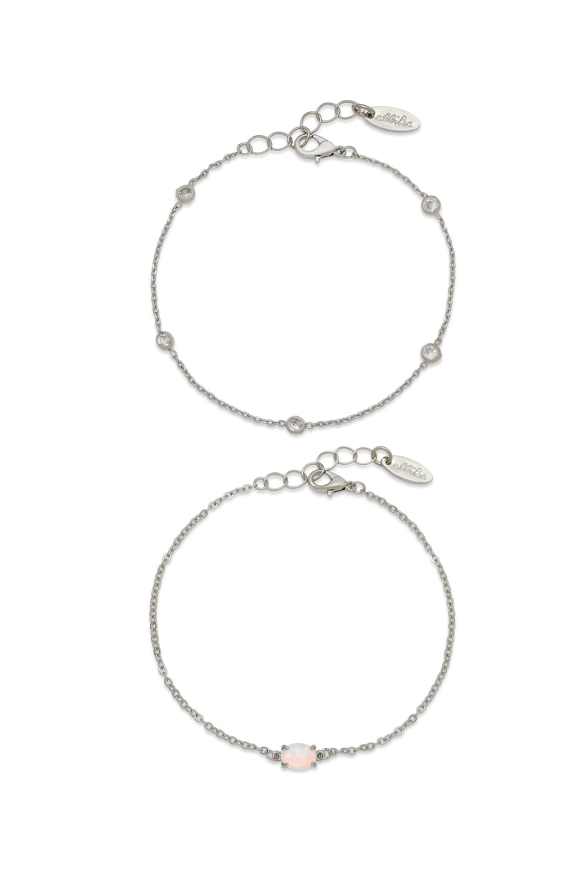 Dainty Bracelet Set with Extender - Opal with 18k Gold Plating | Ettika